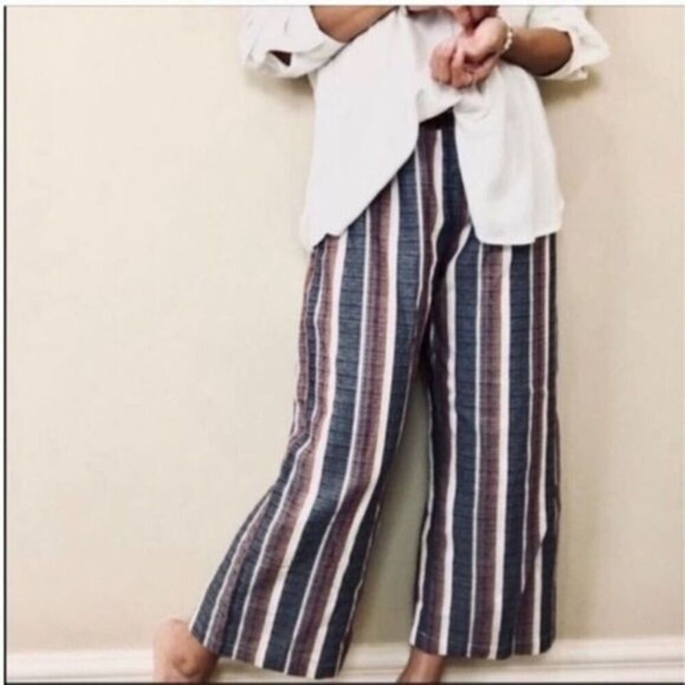 DREW cotton stripe pull on red cotton wide leg Pants size Small NWT
